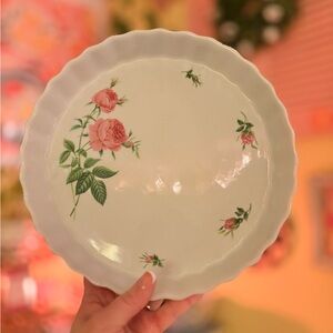 Vintage Christineholm Rose Quiche Flan Pie Dish 🌸